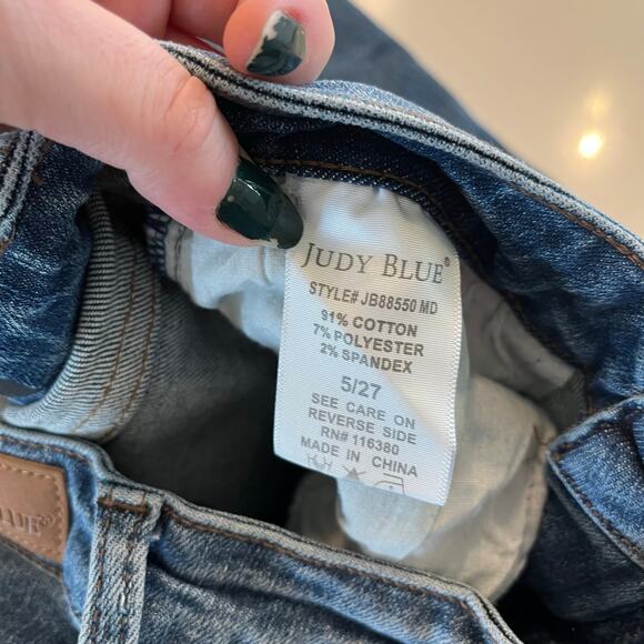 Judy Blue Straight Crop Distressed‎ Jeans Size 5 /27 - Picture 6 of 11